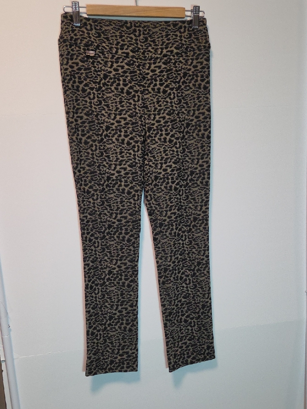 Lisette Leopard Print Pull On Pants Stretch Slim Leg Travel 6